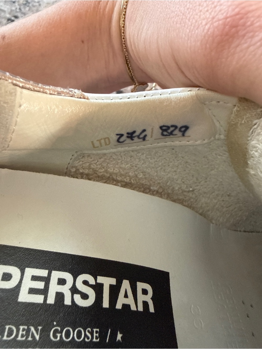 Golden Goose Superstar Sneakers in White and Gold - Picture 6 of 7